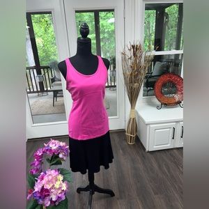 Pink neon workout yoga exercise top, built-in bra, women’s size Large, a…